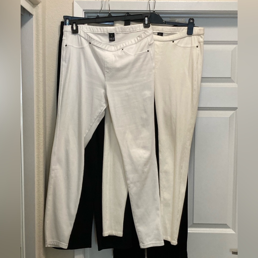 HUE Ivory Knit Jeggings LARGE